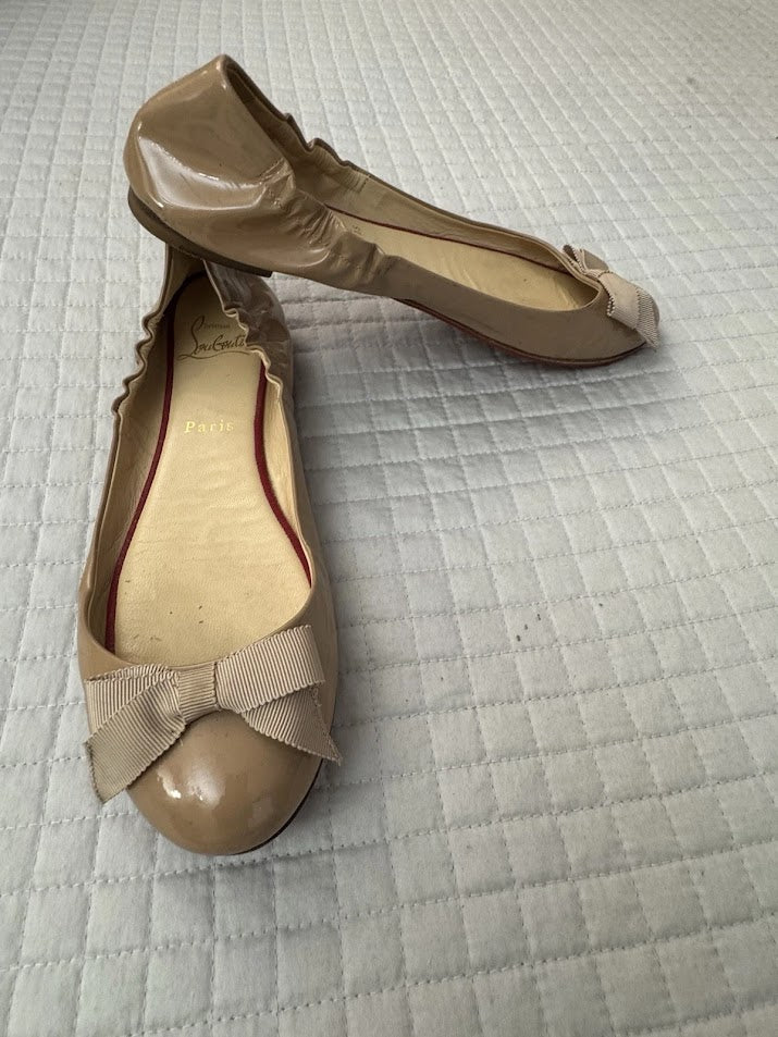 Well Worn Christian Louboutin Beige Ballet Flats